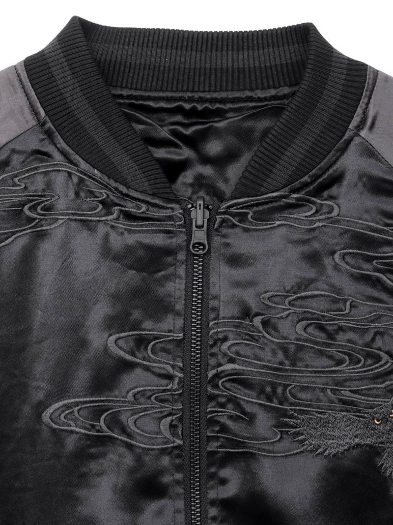 【絡繰魂・漆】“漆の梟”総刺繍リバーシブルスカジャン