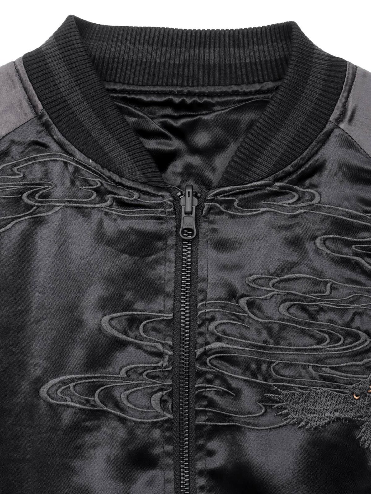 【絡繰魂・漆】“漆の梟”総刺繍リバーシブルスカジャン