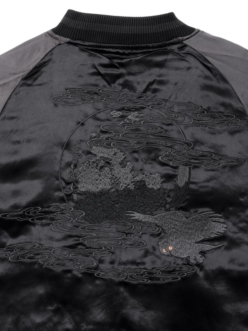 【絡繰魂・漆】“漆の梟”総刺繍リバーシブルスカジャン