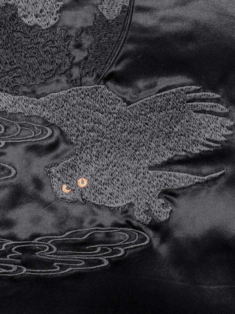 【絡繰魂・漆】“漆の梟”総刺繍リバーシブルスカジャン