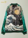 【絡繰魂・粋】“北斎：神奈川沖浪裏” 総刺繍リバーシブルスカジャン