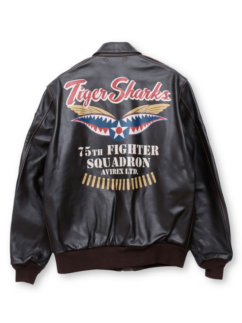 【AVIREX】“TIGER SHARKS”A-2 LEATHER JACKET