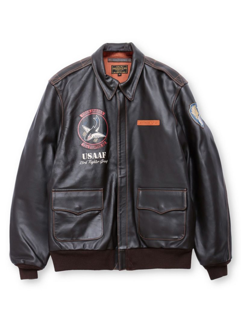 【AVIREX】“TIGER SHARKS”A-2 LEATHER JACKET