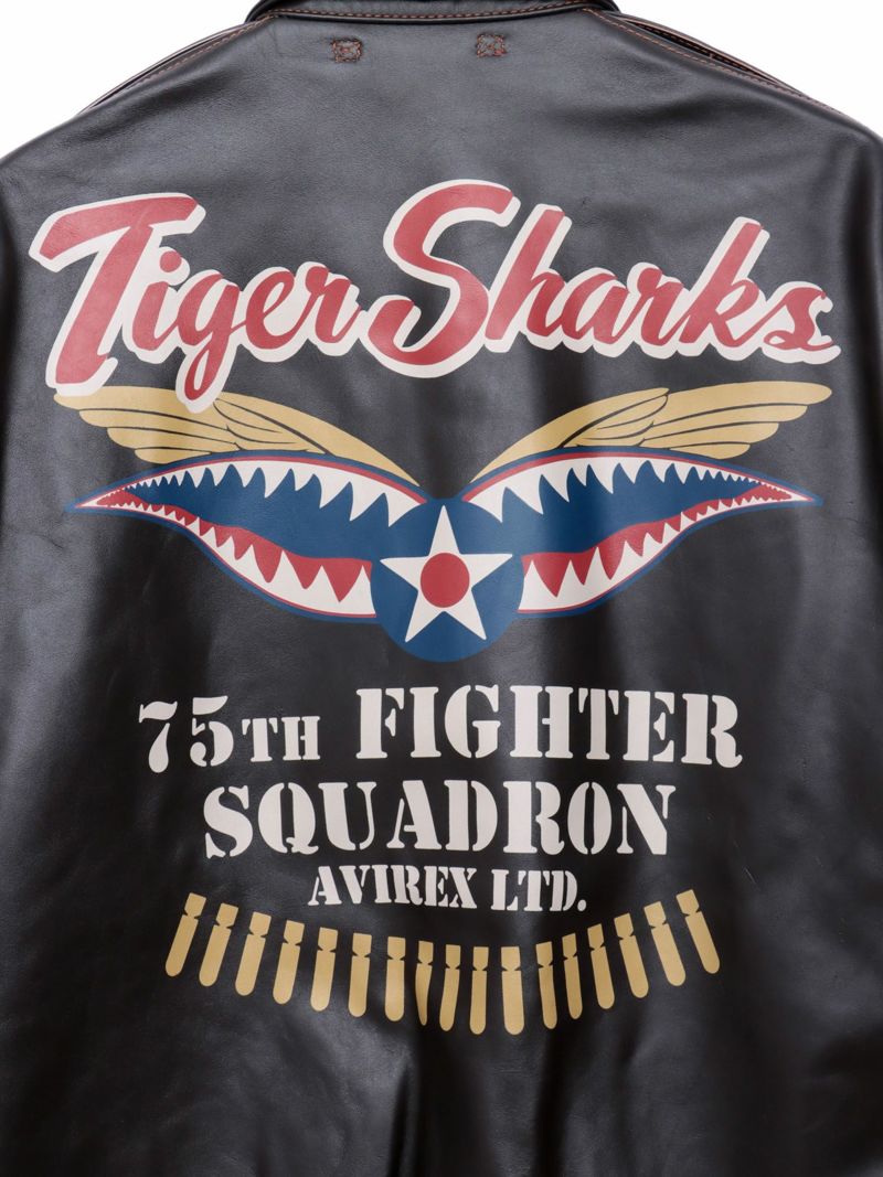 【AVIREX】“TIGER SHARKS”A-2 LEATHER JACKET