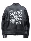 【Schott】ENGLISH LETTER PRINT LEATHER SINGLE RIDERS JACKET〔LIMITED〕