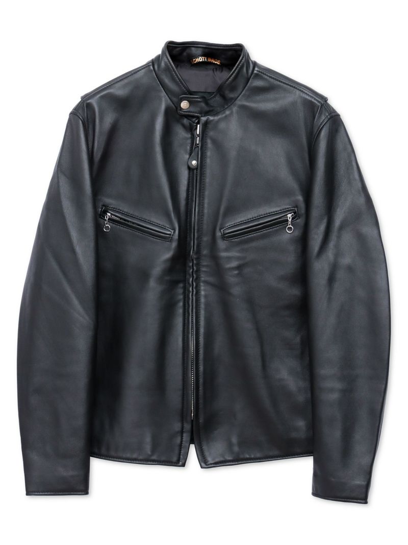 【Schott】ENGLISH LETTER PRINT LEATHER SINGLE RIDERS JACKET〔LIMITED〕