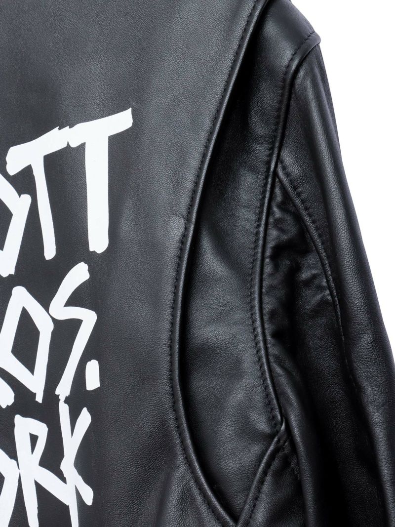 【Schott】ENGLISH LETTER PRINT LEATHER SINGLE RIDERS JACKET〔LIMITED〕
