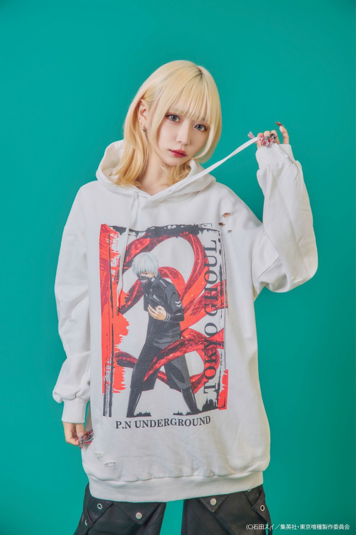 【P.N UNDERGROUND×東京喰種】“金木研”ダメージプルパーカー