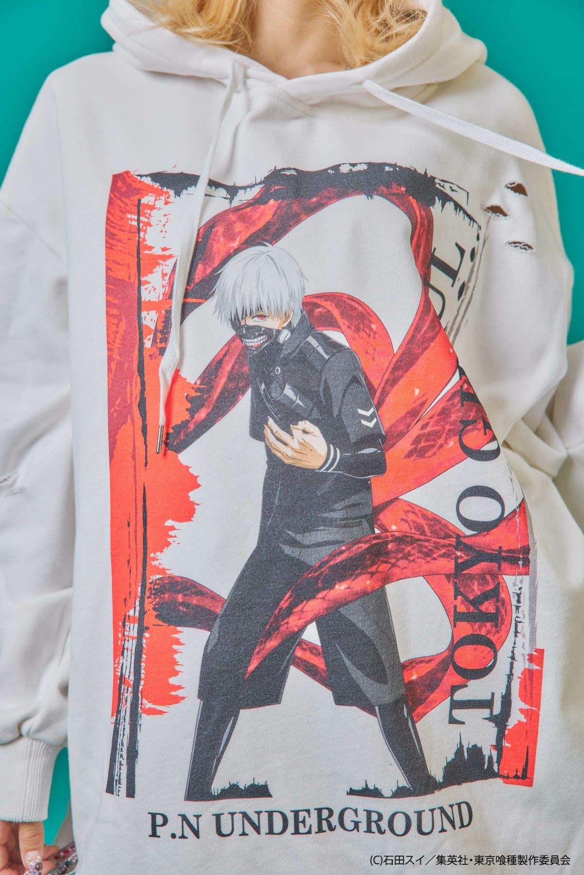 【P.N UNDERGROUND×東京喰種】“金木研”ダメージプルパーカー