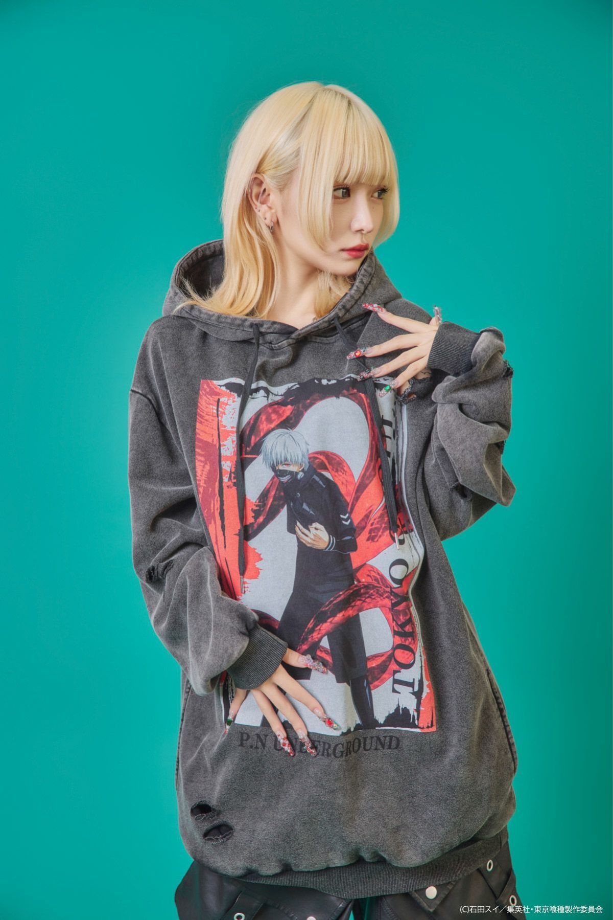 【P.N UNDERGROUND×東京喰種】“金木研”ダメージプルパーカー