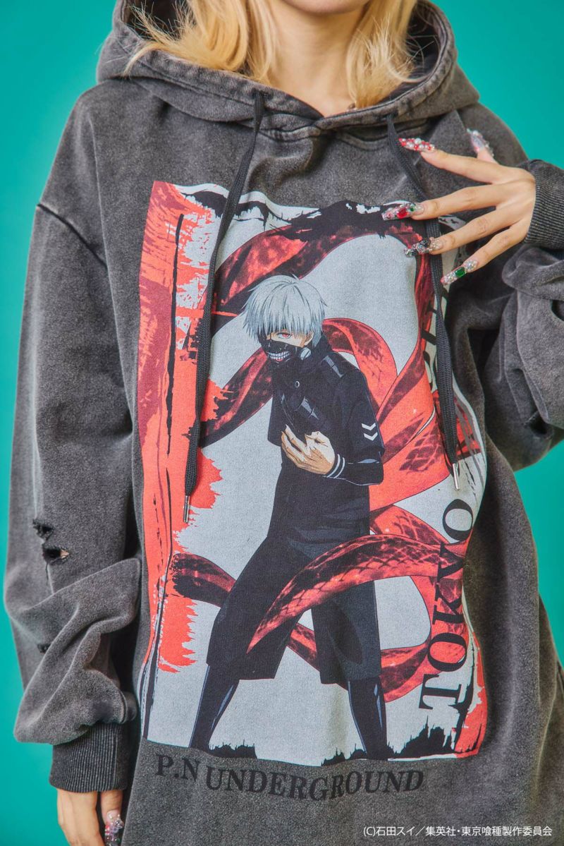 【P.N UNDERGROUND×東京喰種】“金木研”ダメージプルパーカー