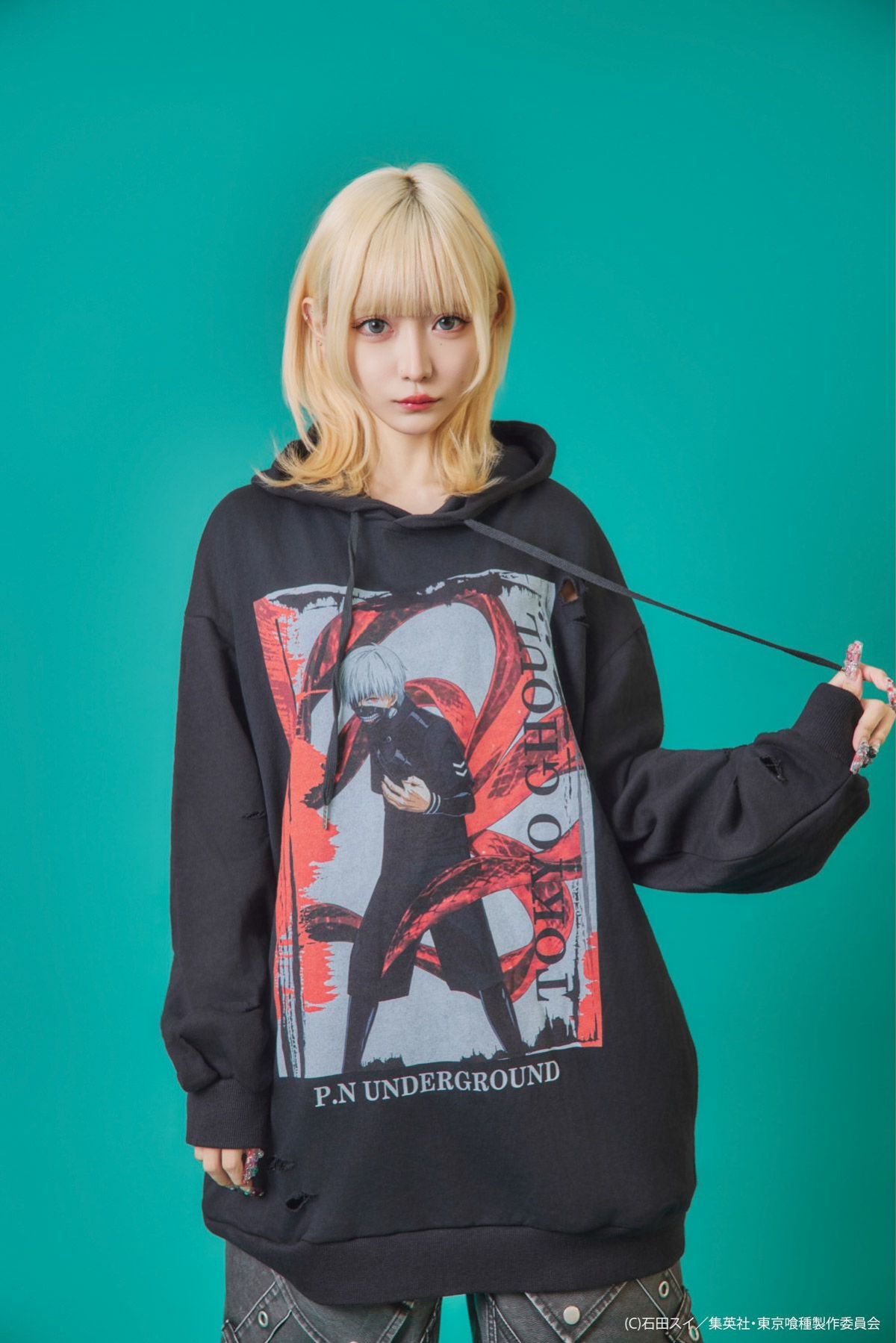 【P.N UNDERGROUND×東京喰種】“金木研”ダメージプルパーカー