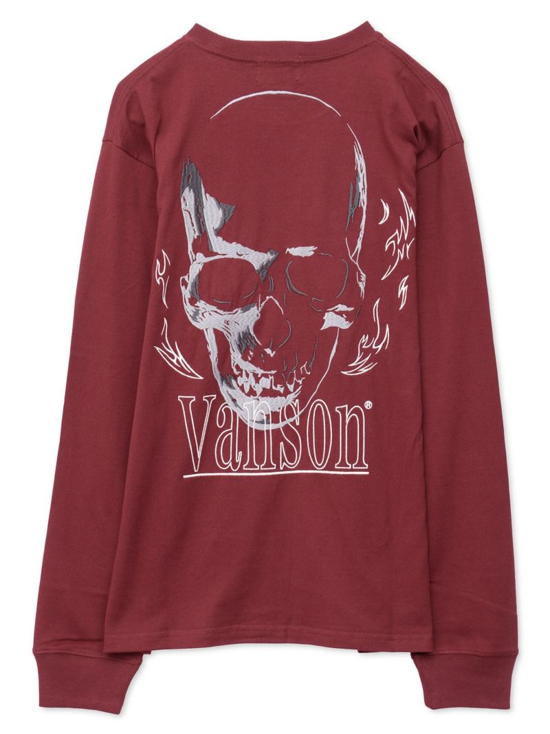 【VANSON】スカル刺繍入りロンT