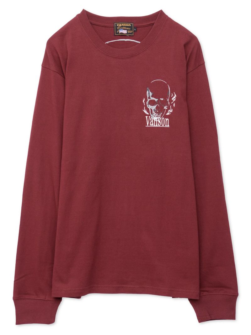 【VANSON】スカル刺繍入りロンT