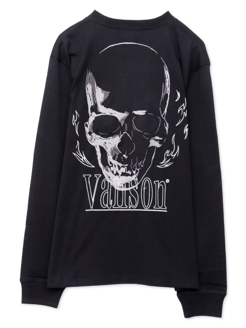 【VANSON】スカル刺繍入りロンT