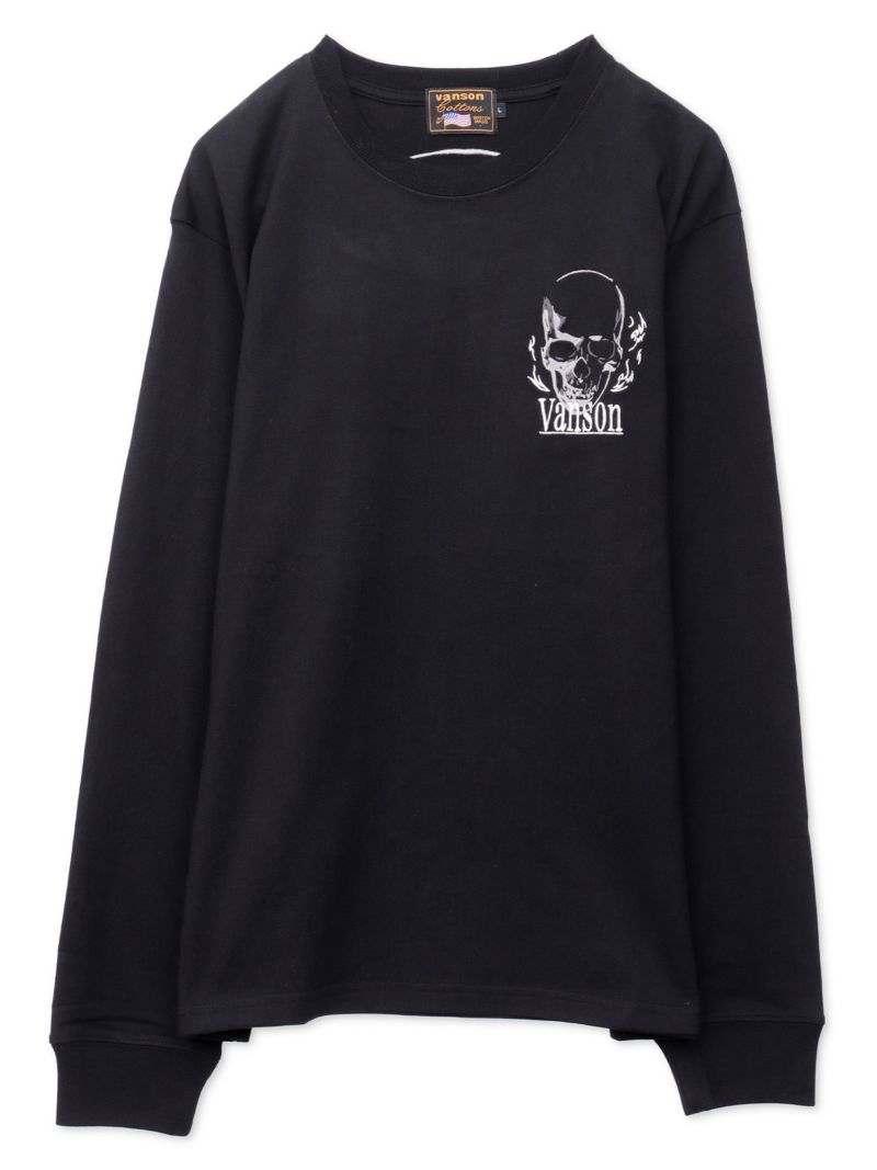 【VANSON】スカル刺繍入りロンT