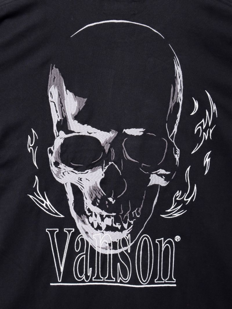 【VANSON】スカル刺繍入りロンT