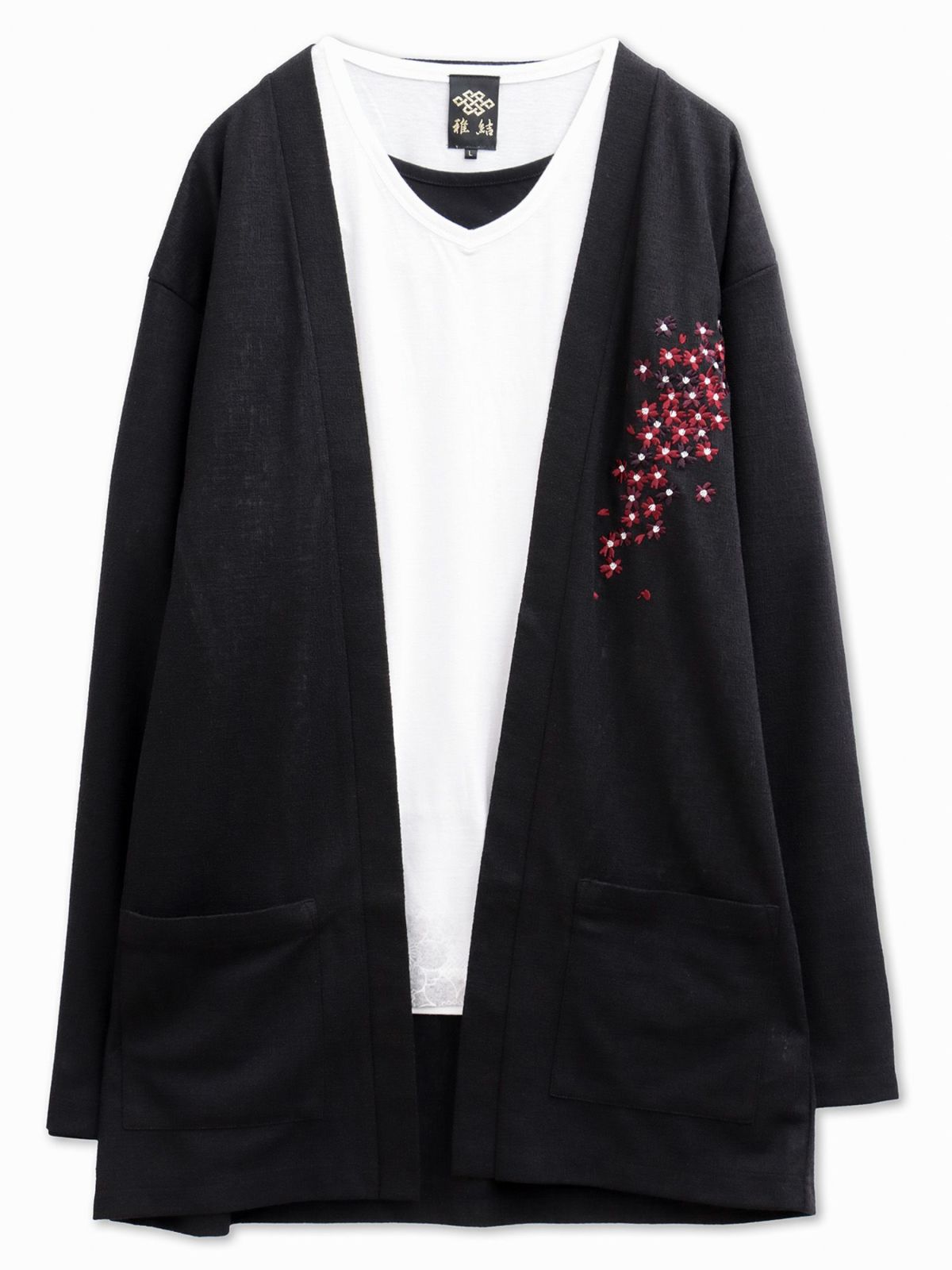 【雅結】桜刺繍カーディガン×Tシャツセット