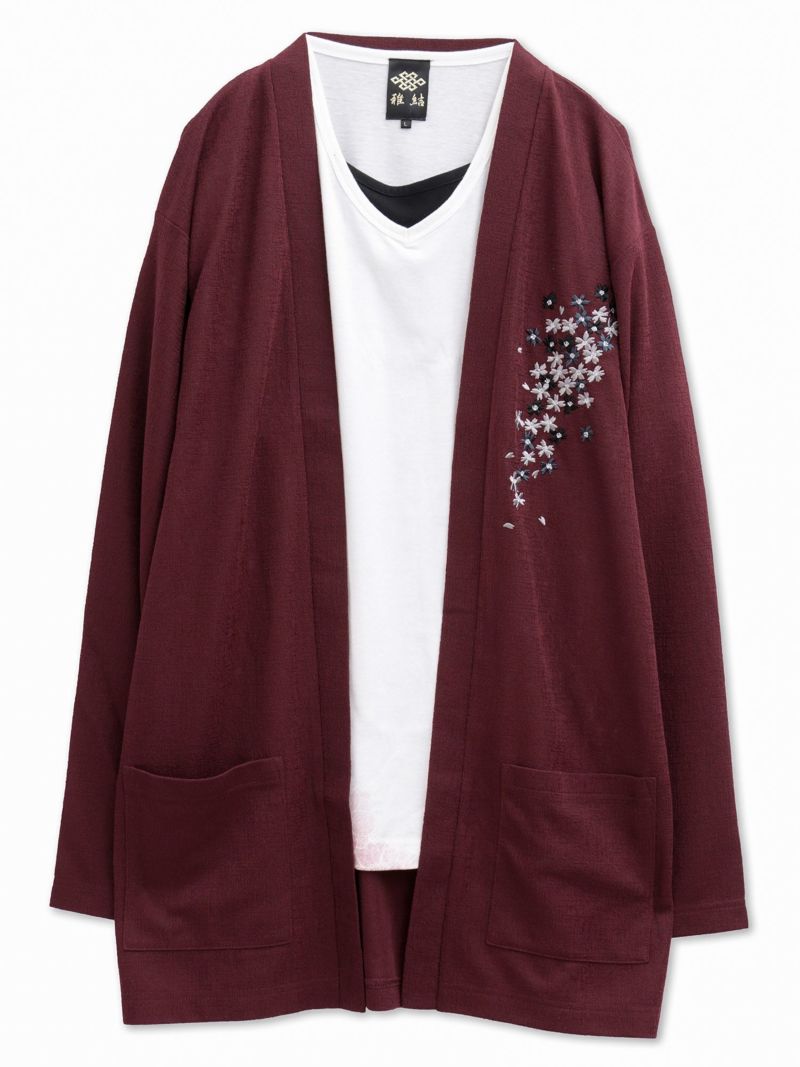 【雅結】桜刺繍カーディガン×Tシャツセット