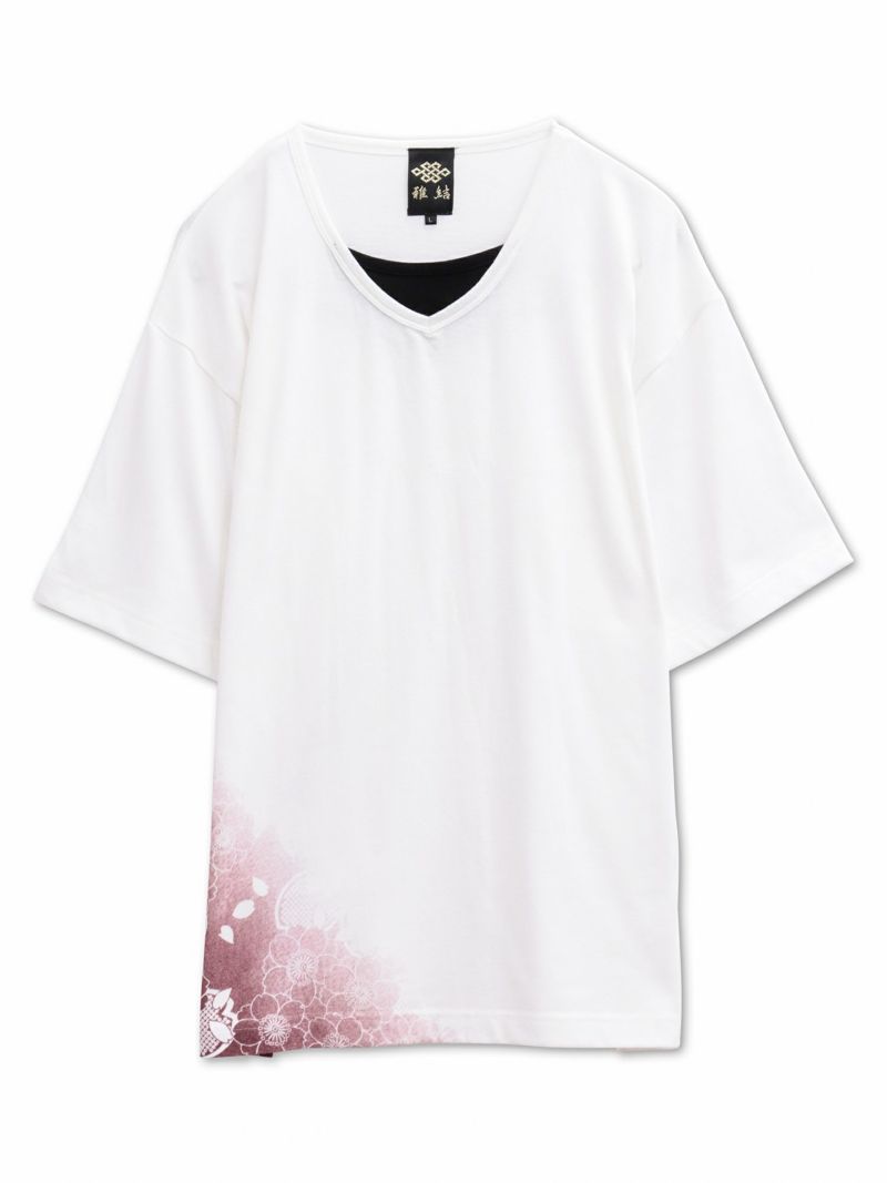 【雅結】桜刺繍カーディガン×Tシャツセット