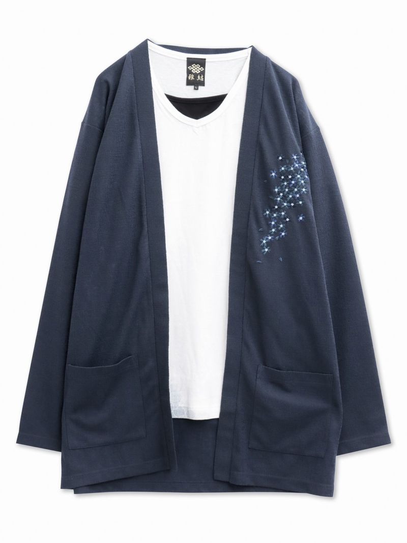 【雅結】桜刺繍カーディガン×Tシャツセット