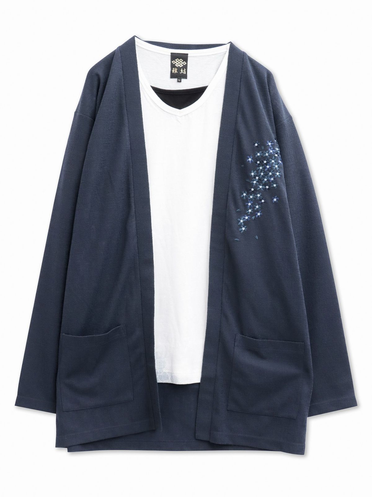 【雅結】桜刺繍カーディガン×Tシャツセット