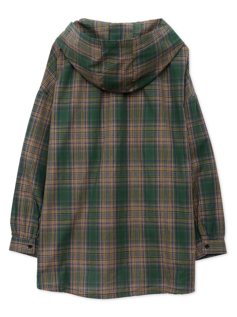 【雅結】桜刺繍 フード付きチェックシャツアウター