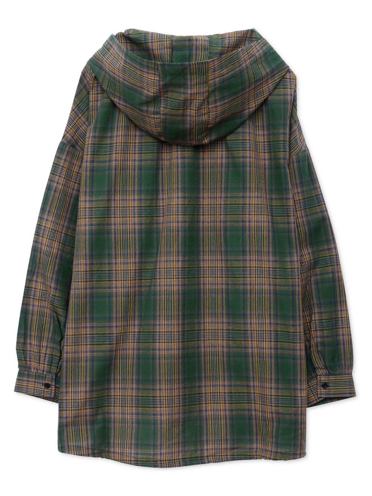 【雅結】桜刺繍 フード付きチェックシャツアウター