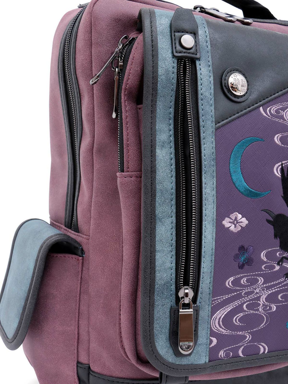 【雅結】八咫烏と桜刺繍 配色切替2WAYスクエアボディバッグ