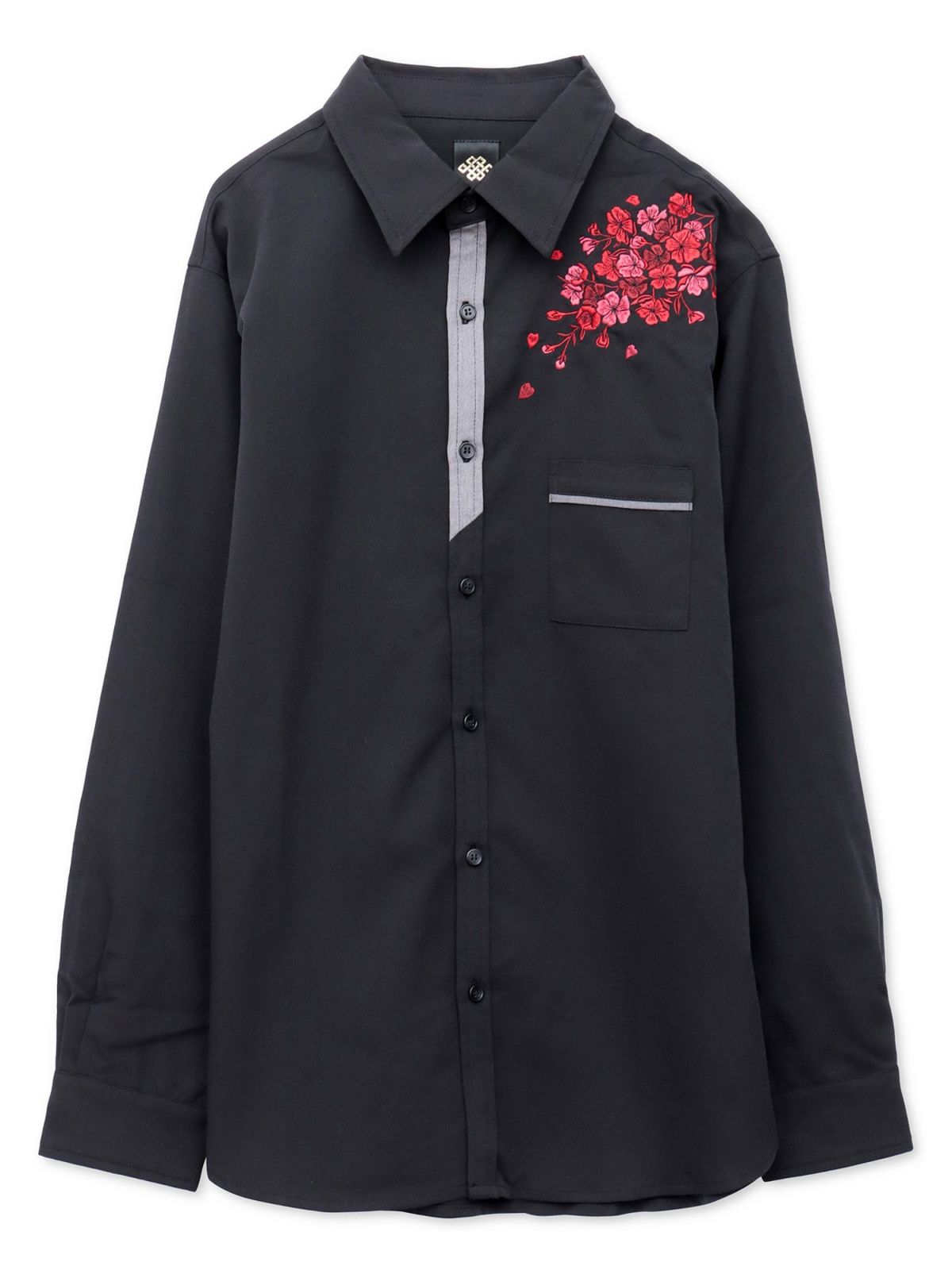 【雅結】桜刺繍 切り替えシャツ