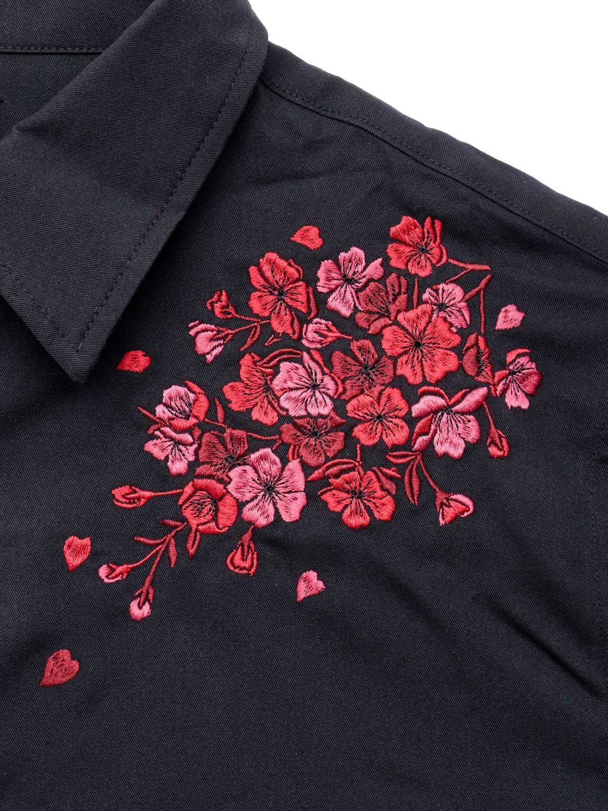 【雅結】桜刺繍 切り替えシャツ