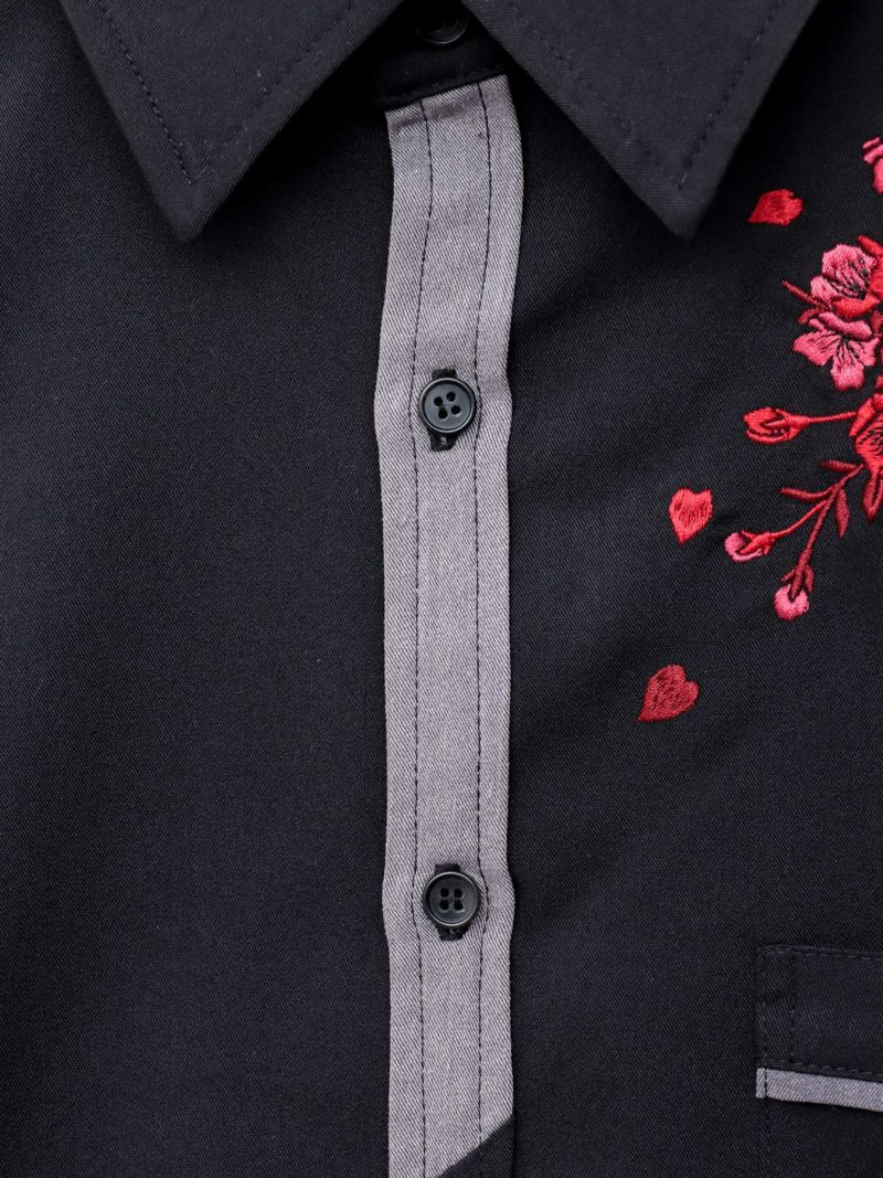 【雅結】桜刺繍 切り替えシャツ