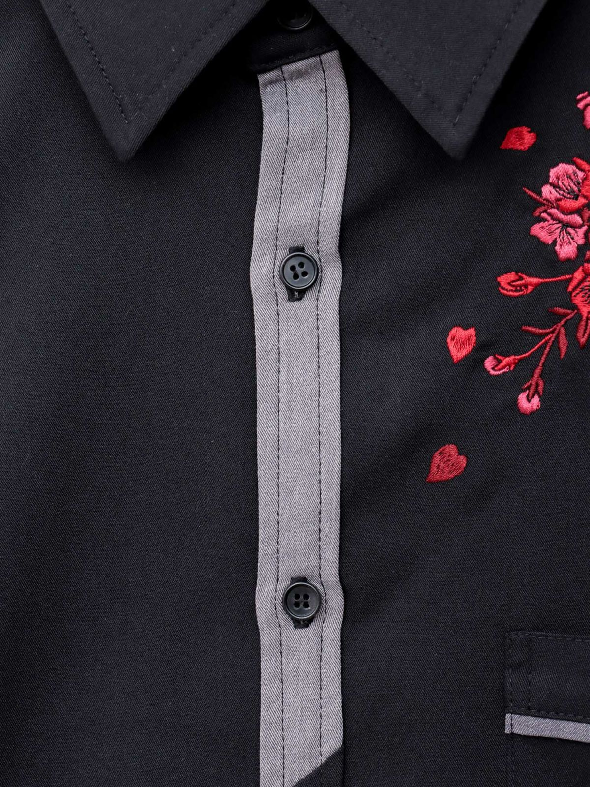 【雅結】桜刺繍 切り替えシャツ