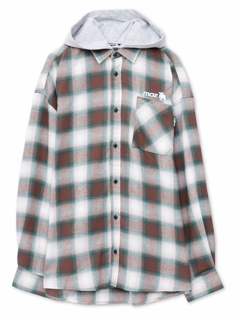【moz】フード脱着 チェックシャツ〔別注〕