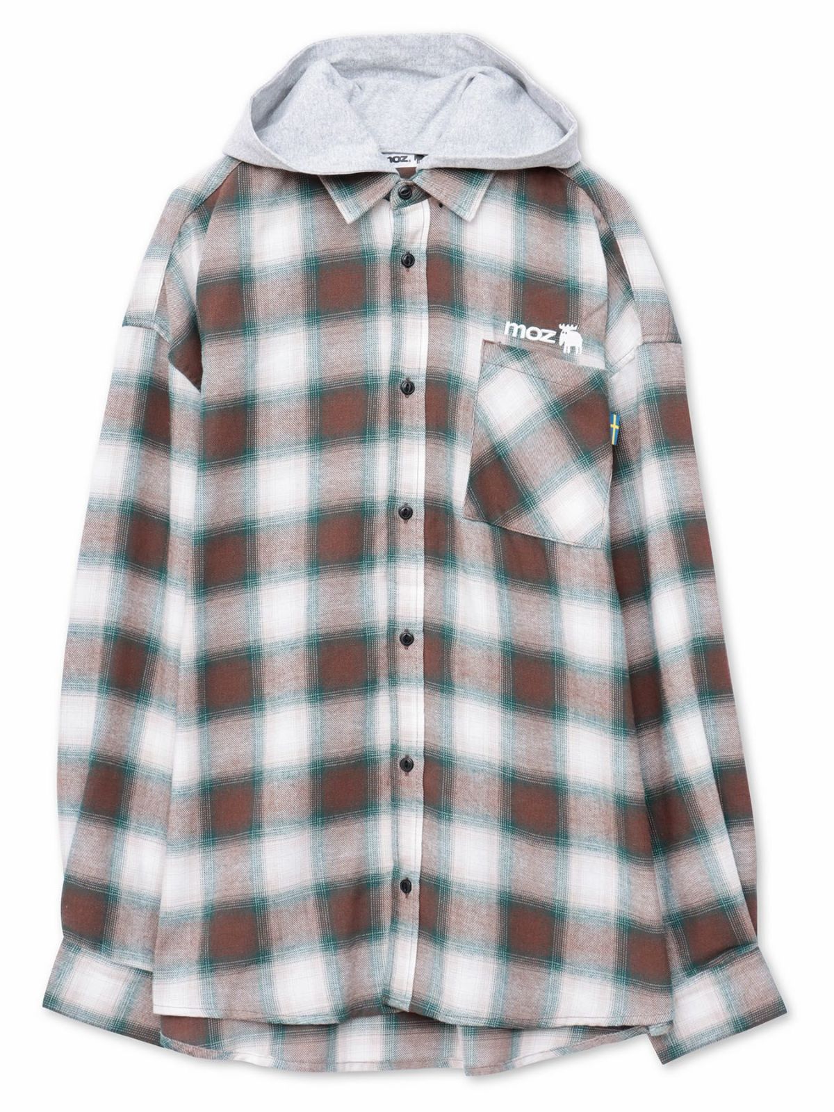 【moz】フード脱着 チェックシャツ〔別注〕
