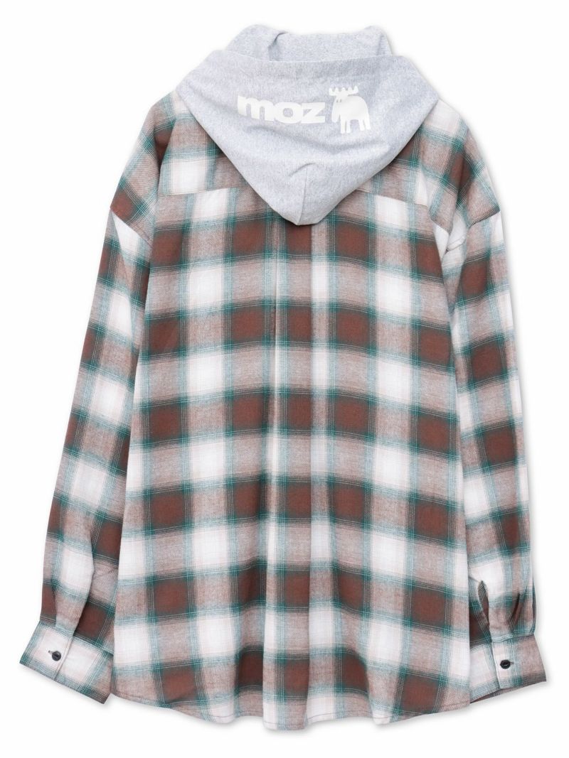 【moz】フード脱着 チェックシャツ〔別注〕