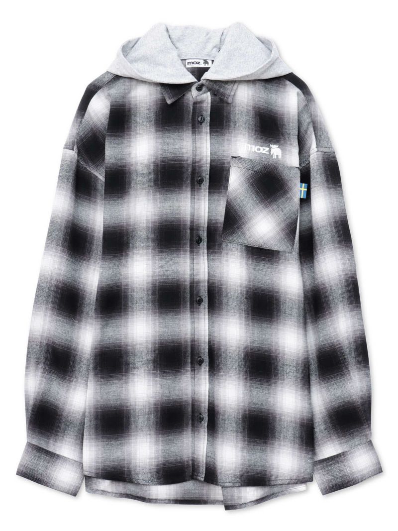 【moz】フード脱着 チェックシャツ〔別注〕
