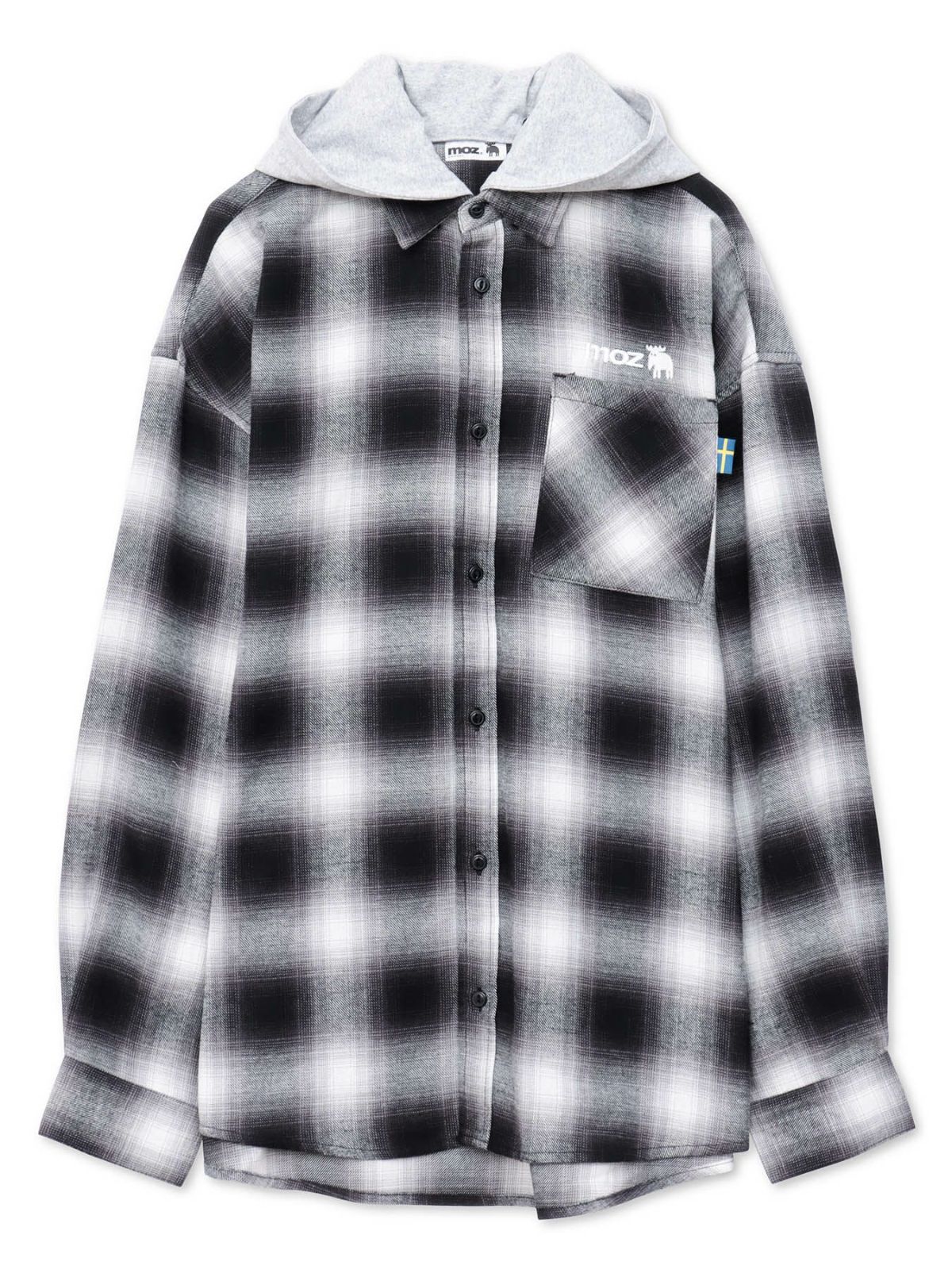 【moz】フード脱着 チェックシャツ〔別注〕