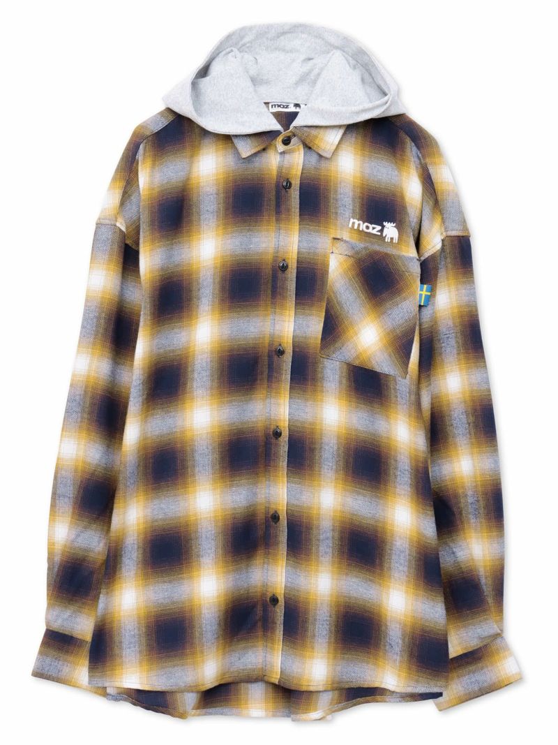 【moz】フード脱着 チェックシャツ〔別注〕