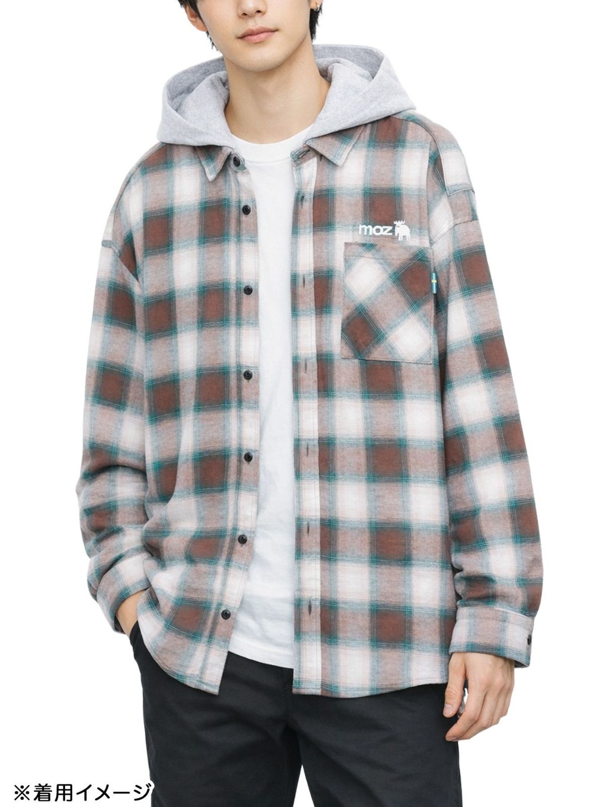 【moz】フード脱着 チェックシャツ〔別注〕