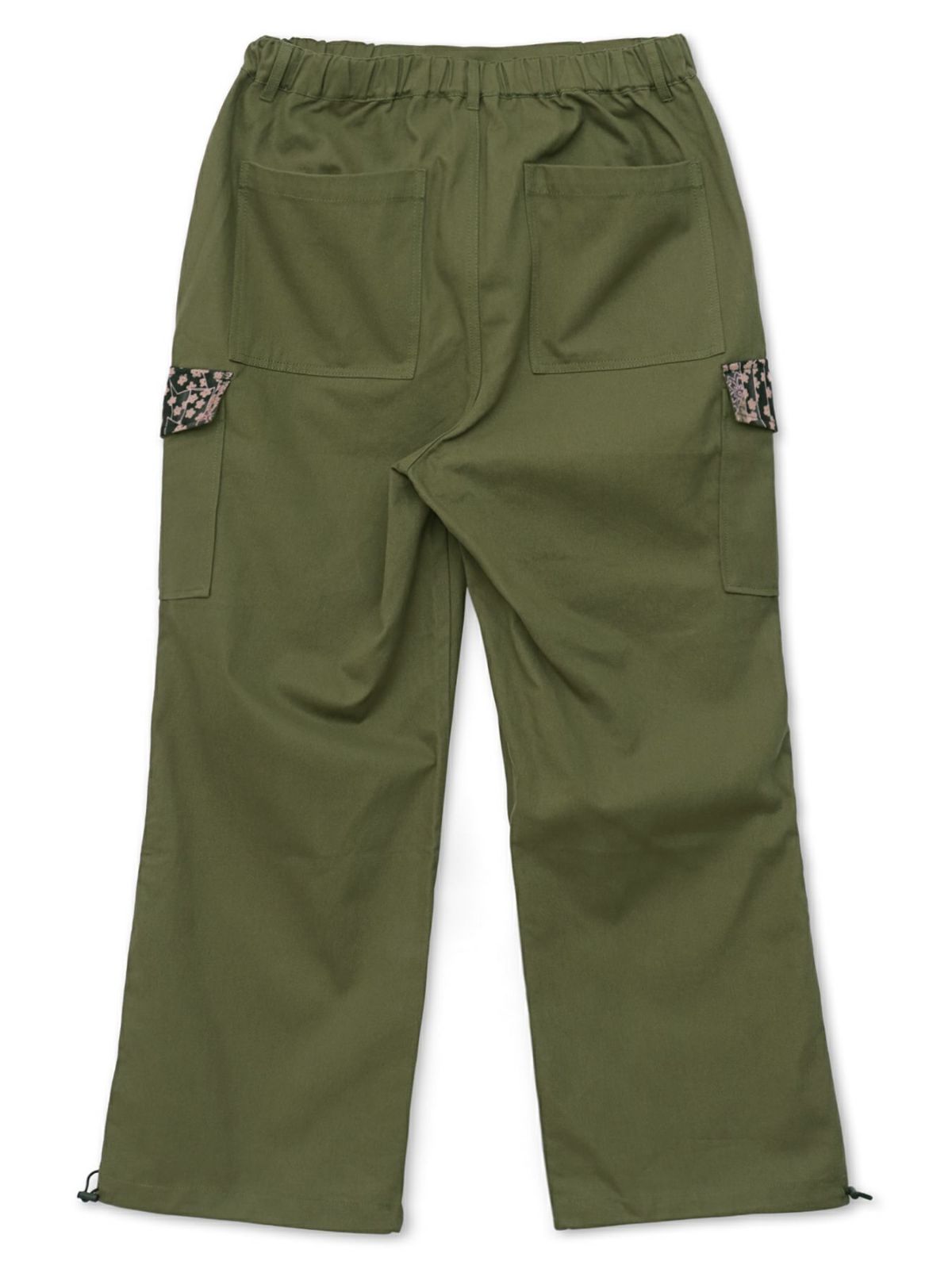 【雅結】桜刺繍ちりめん切替ダックカーゴパンツ