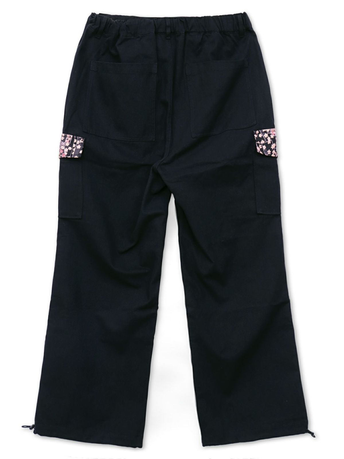 【雅結】桜刺繍ちりめん切替ダックカーゴパンツ