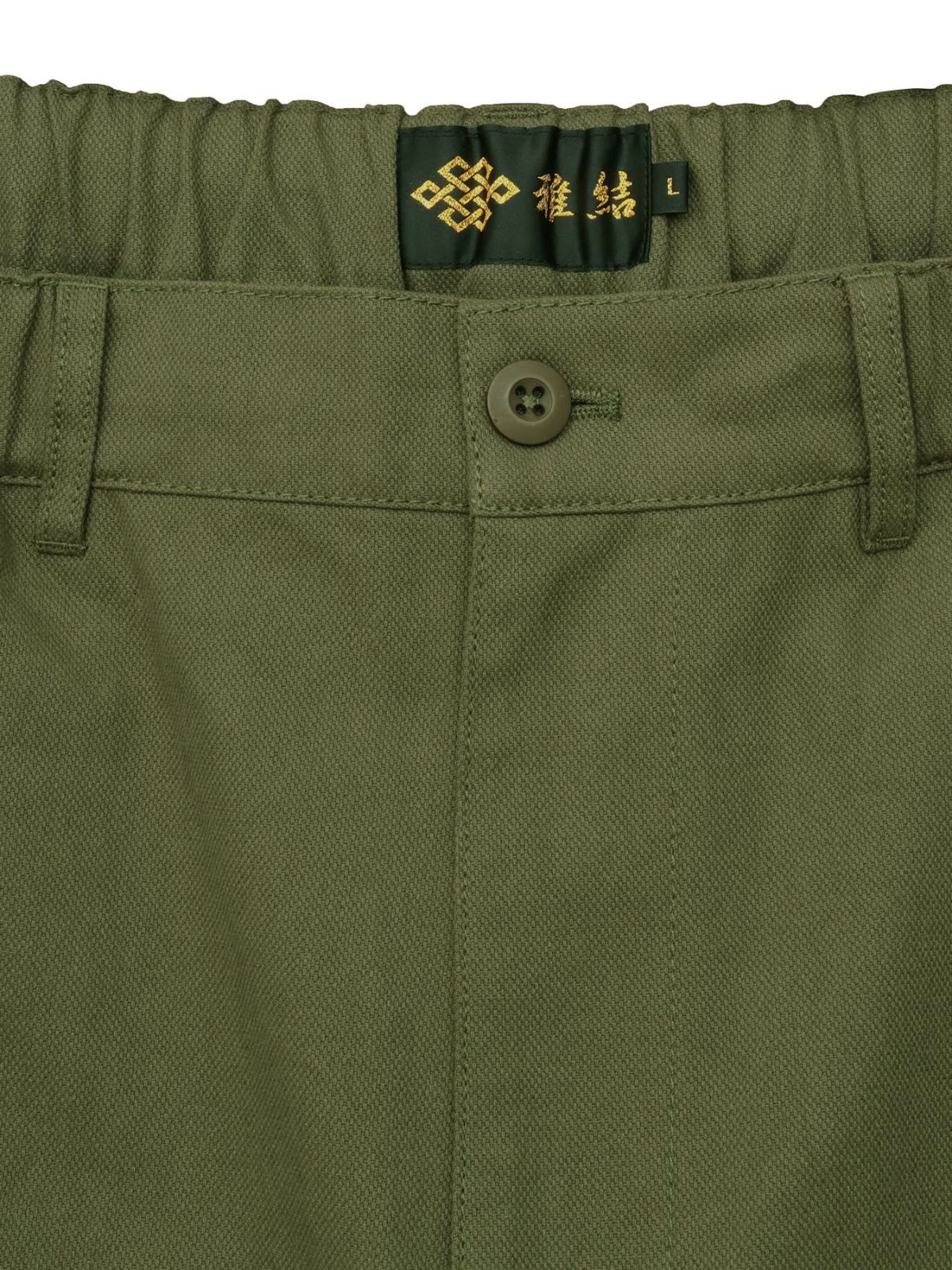 【雅結】桜刺繍ちりめん切替ダックカーゴパンツ