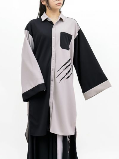 【雅結 -EN-】<br>“陰の狼”キモノスリーブ ロングシャツアンサンブル