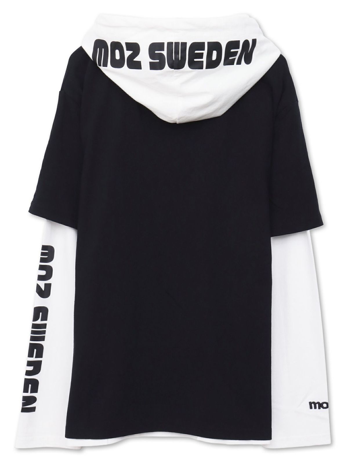  【moz】エルク サガラ刺繍入りレイヤードプルパーカー〔別注〕