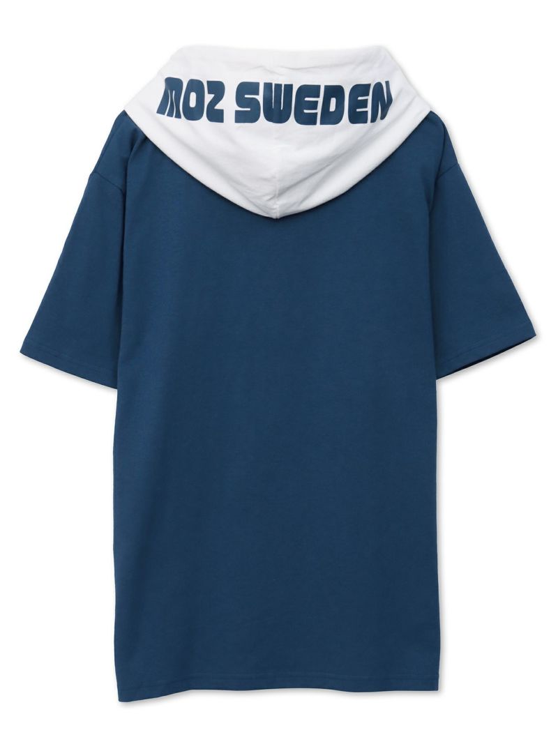  【moz】エルク サガラ刺繍入りレイヤードプルパーカー〔別注〕