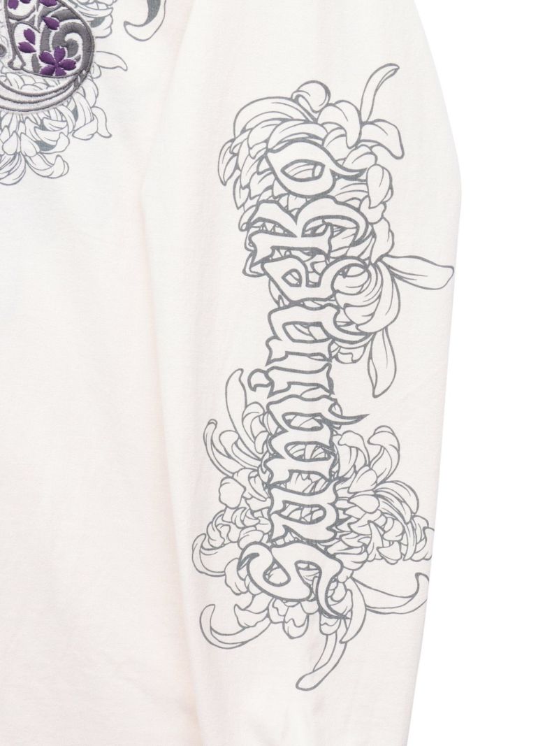 【SUMINEKO】“菊と墨猫”刺繍入りロン