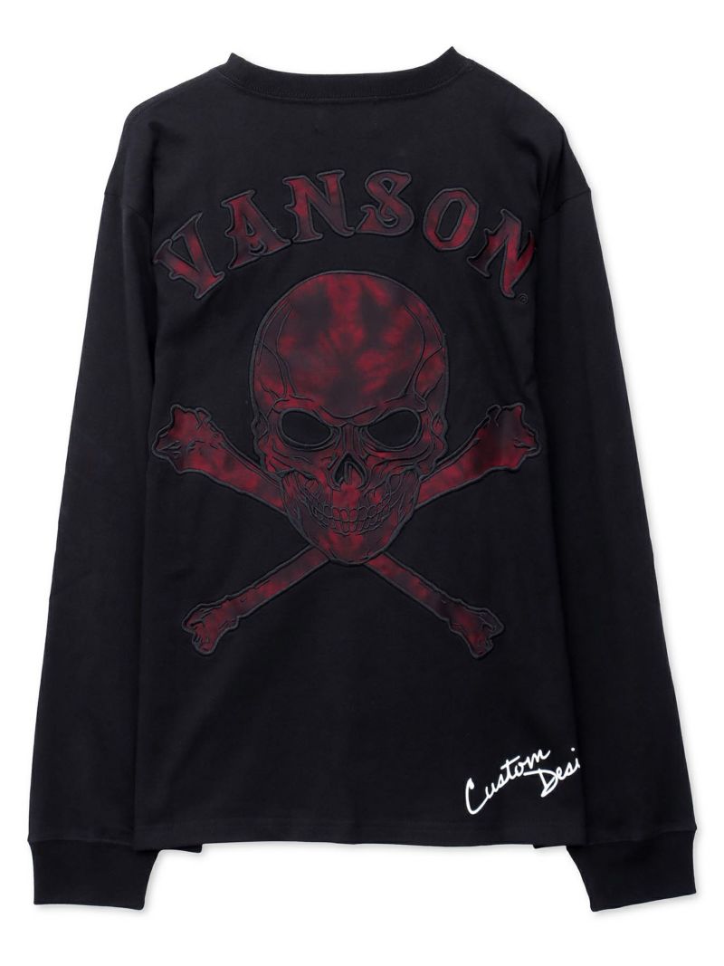 【VANSON】“パッチレススカル”刺繍入りロンT