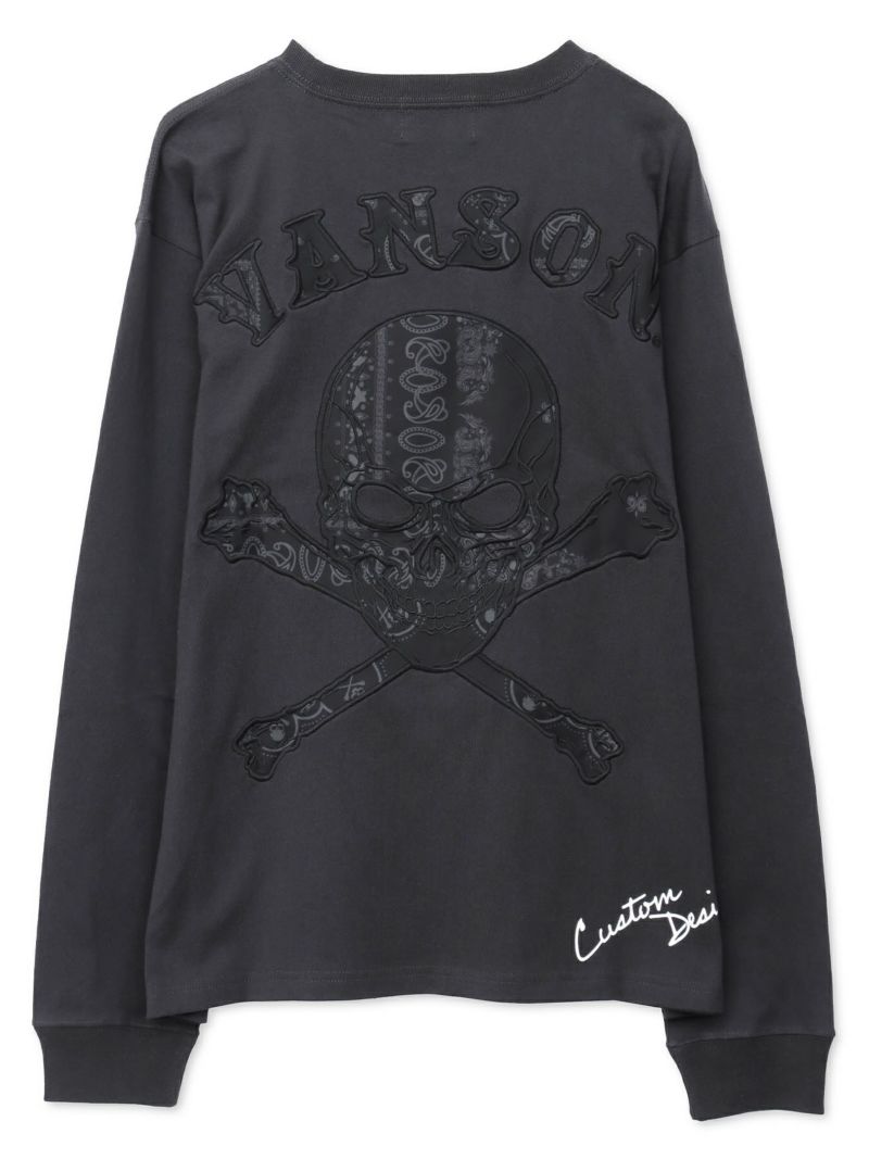 【VANSON】“パッチレススカル”刺繍入りロンT
