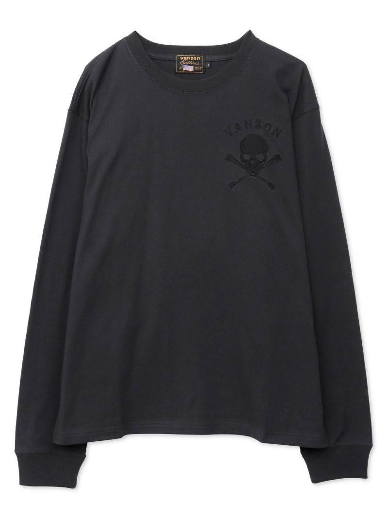 【VANSON】“パッチレススカル”刺繍入りロンT